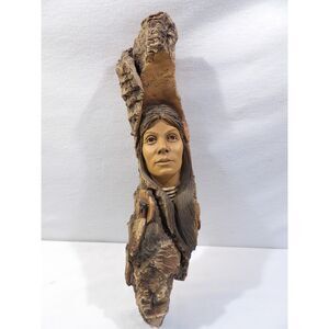 Vintage SIGNED Stephen Herrero Wind River Woman #3004 Sculpture Wall Hanging